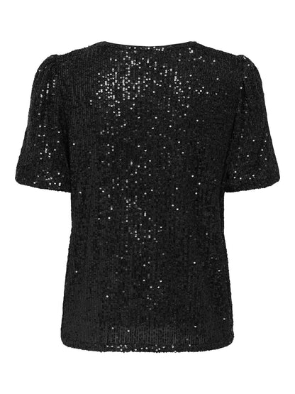 Onlana S/s Loose Sequins Top Jrs Sort