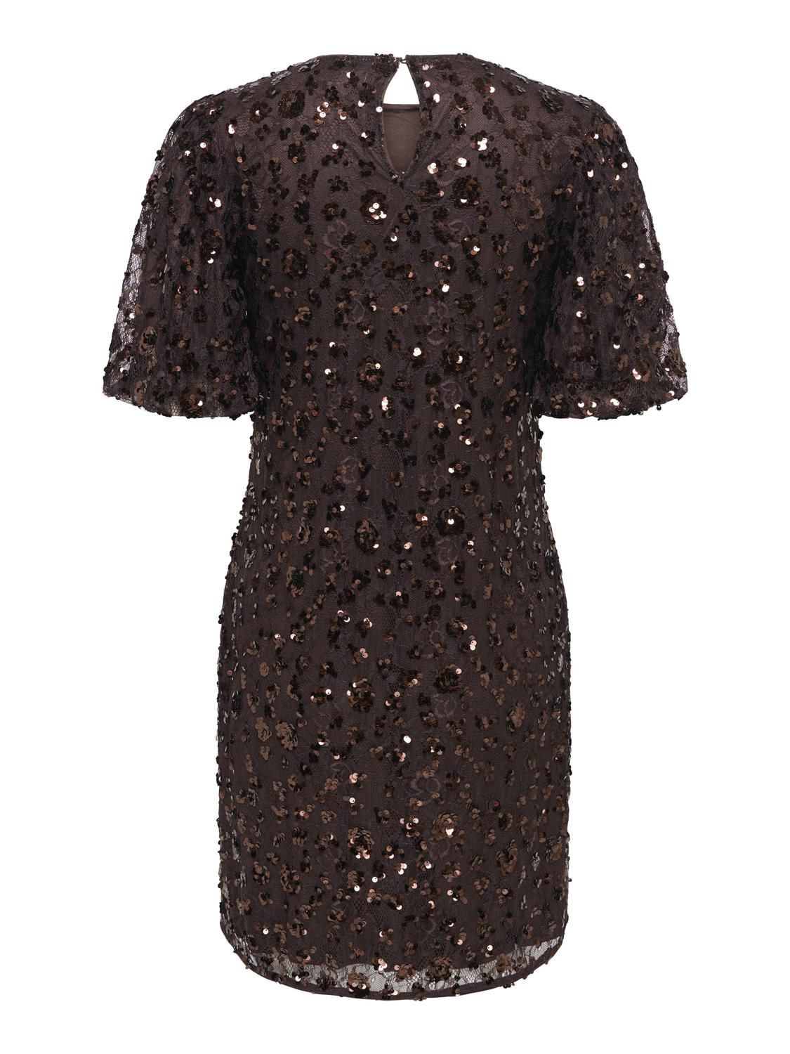 Onlcely S/s Sequins Short Dress Wvn Brun