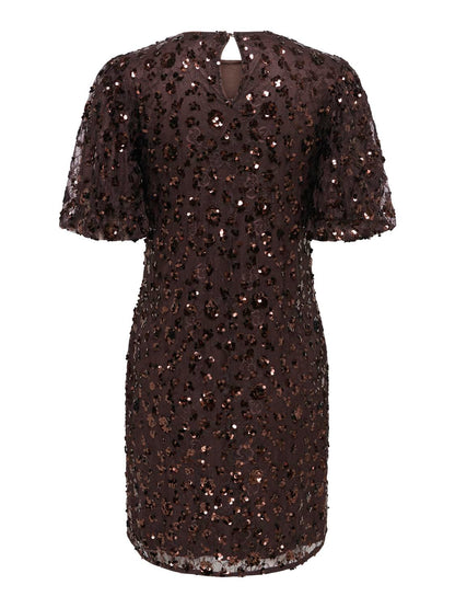 Onlcely S/s Sequins Short Dress Wvn Brun