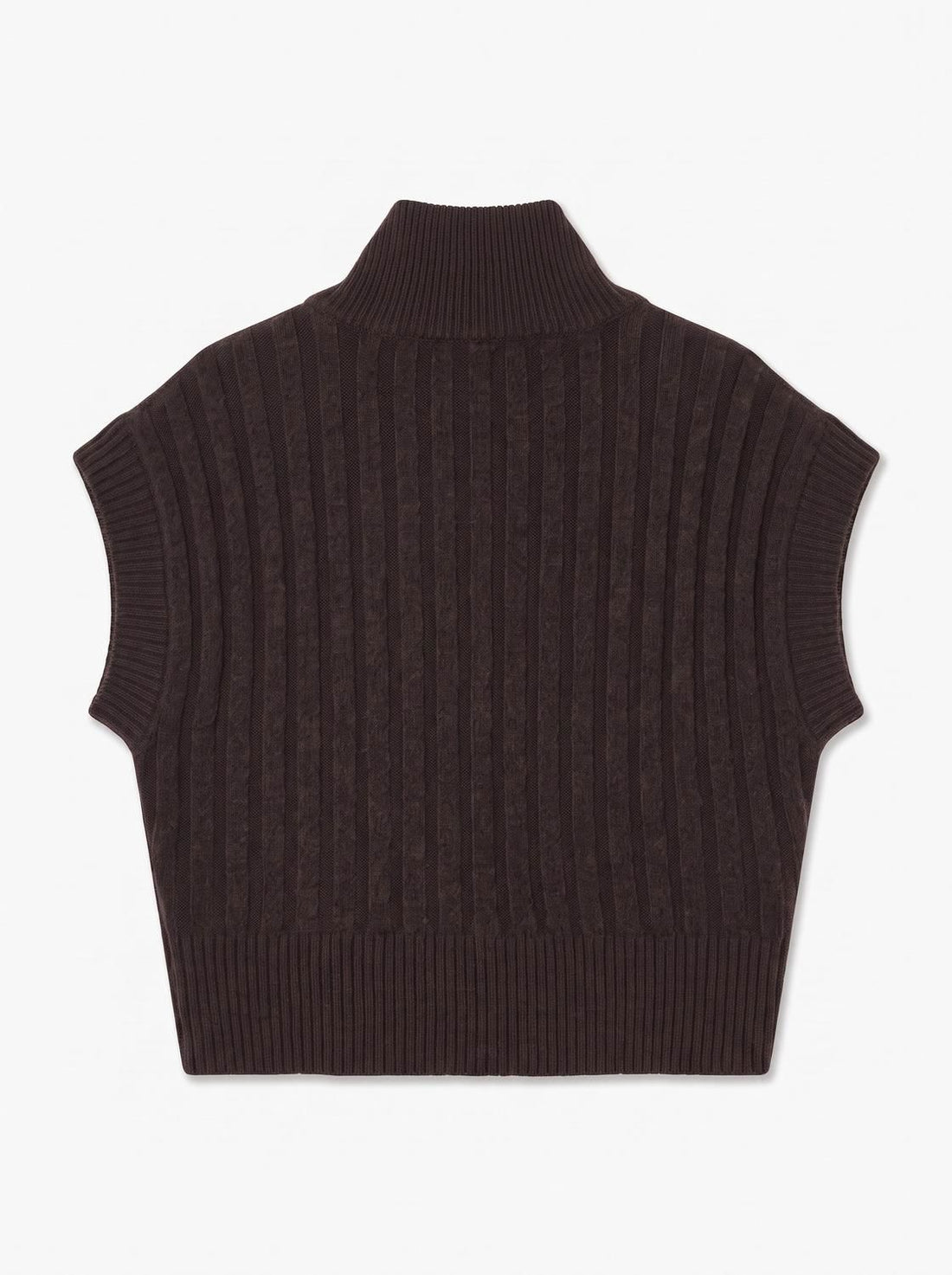 Vmbang Rib Sl Highneck Zipper Vest Noos Brun