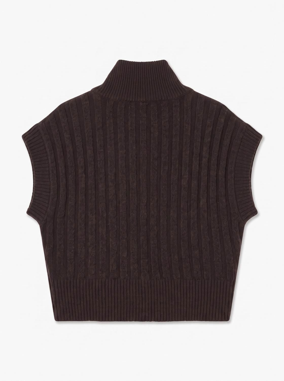 Vmbang Rib Sl Highneck Zipper Vest Noos Brun