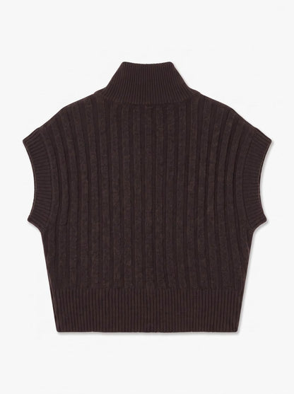 Vmbang Rib Sl Highneck Zipper Vest Noos Brun