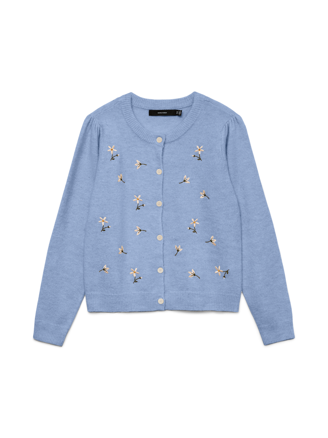 Vmfiorella Emb Ls O-Neck Short Card Boo Blå