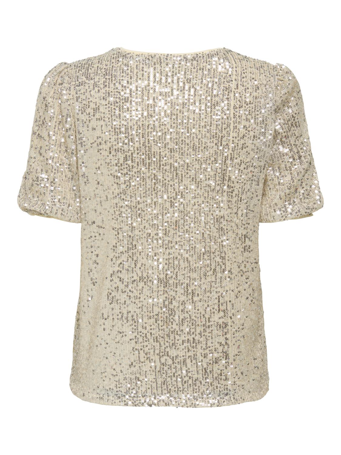 Onlana S/s Loose Sequins Top Jrs Lysegrå