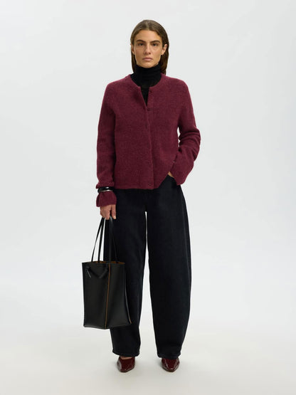 Slwlulu New Ls Knit Cardigan Noos Burgunder