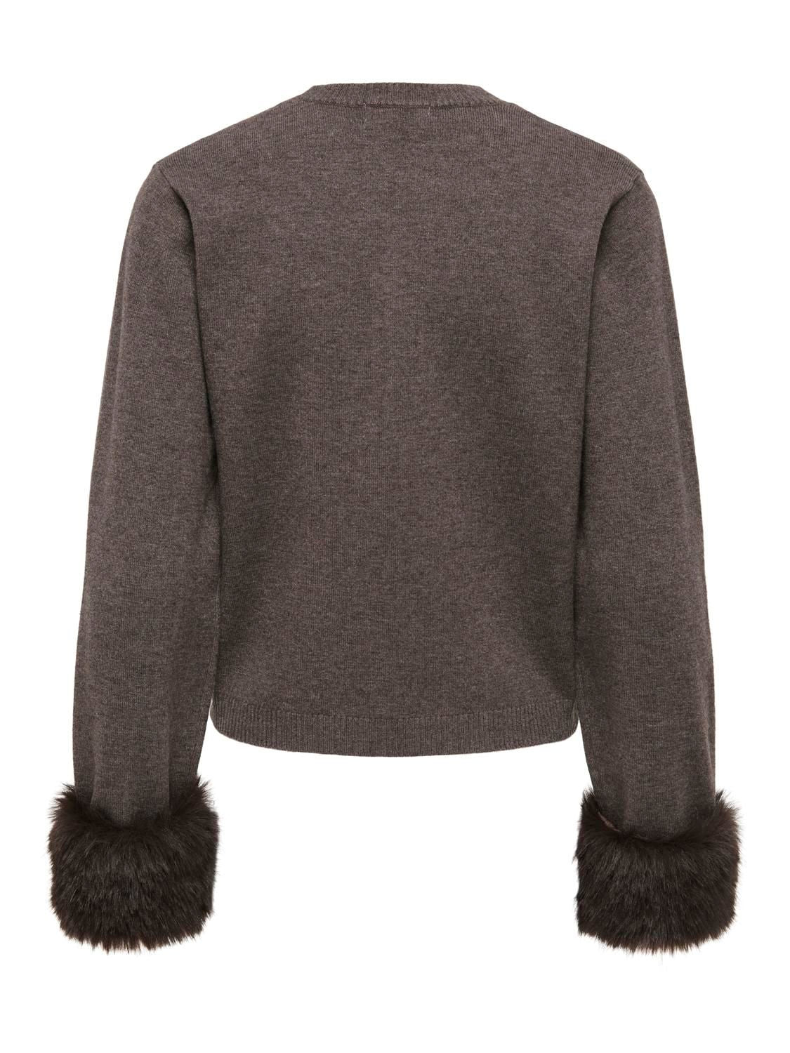 JDYTALIA L/S ON FAUX FUR PULLOVER KNT Brun