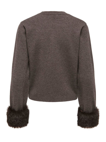 JDYTALIA L/S ON FAUX FUR PULLOVER KNT Brun