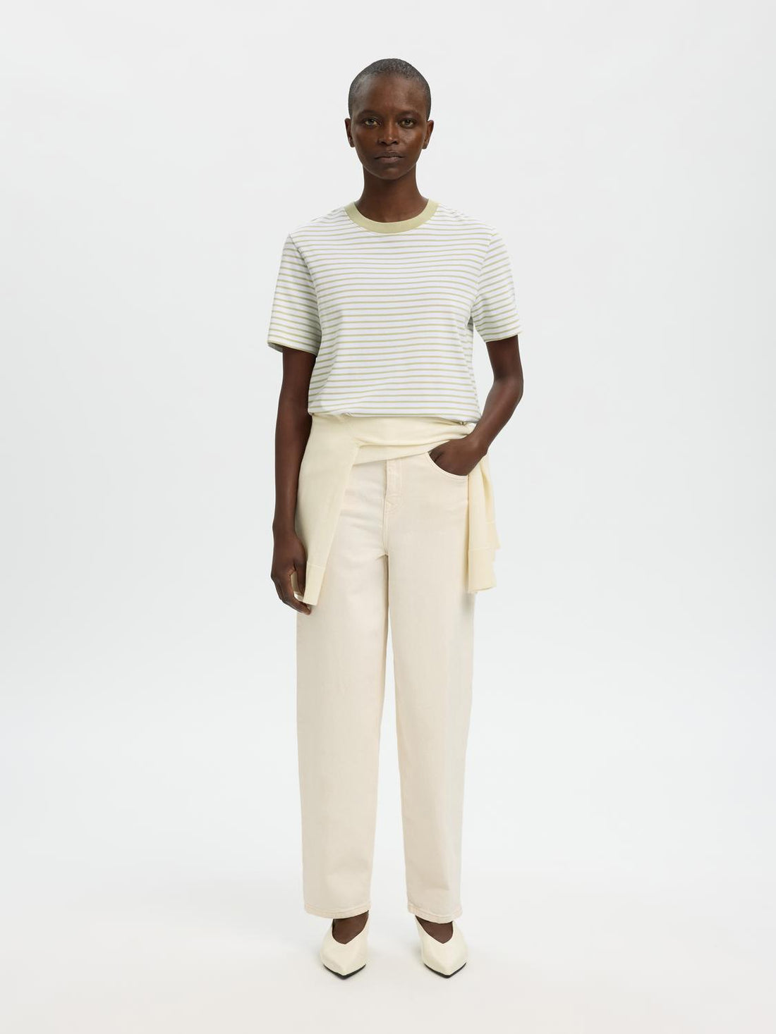 Slwessential Ss Striped Boxy Tee Noos Grønn