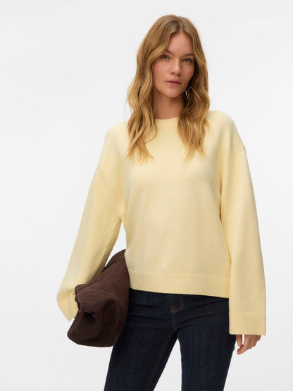 Awlaura Ls Crew Neck Knit Pullover Gul