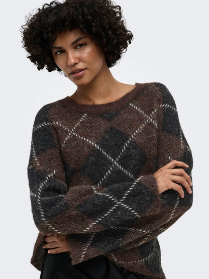 Onlnoeme Ls Pattern O-Neck Nca Knt Brun
