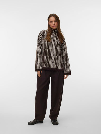 Vmcomo Ls Funnelneck Pullover Prm Brun