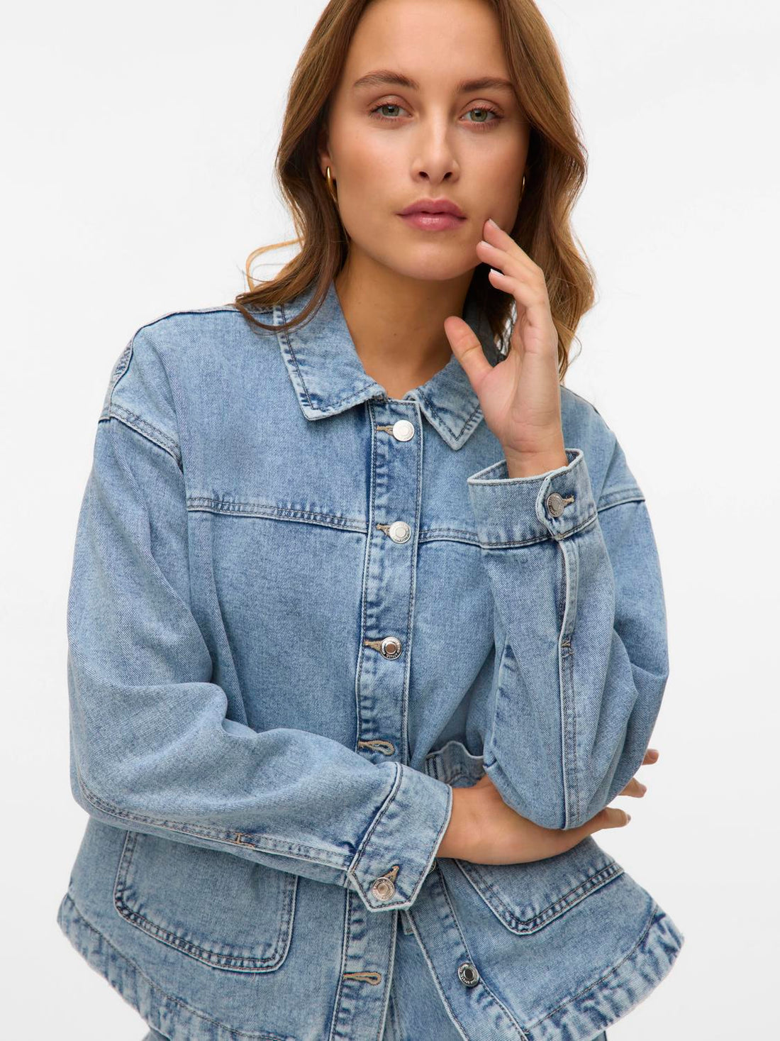 Vmjamie Ls Denim Shacket Mix Ga Noos Blå