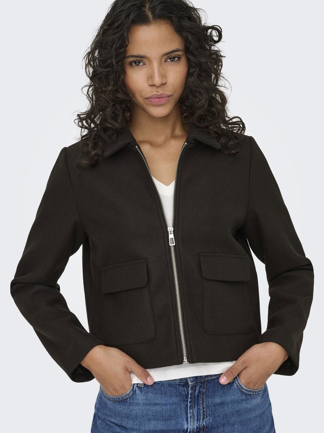 Onlvela Zip Short Jacket Otw Noos Brun