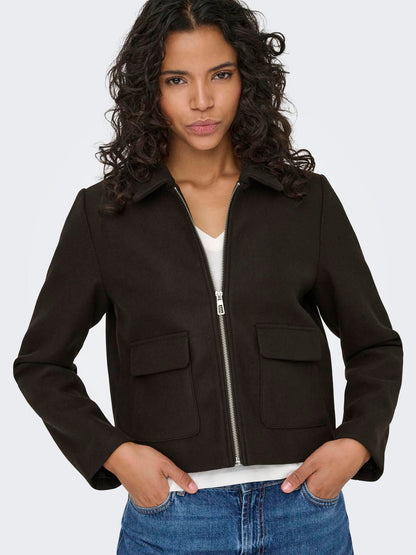 Onlvela Zip Short Jacket Otw Noos Brun