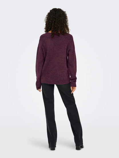 Onlcamilla V-Neck L/s Pullover Knt Noos Burgunder