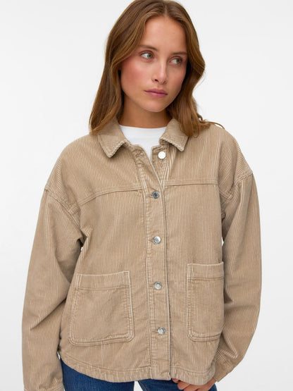 Vmjamie Ls Corduroy Shacket Mix Noos Lysebrun