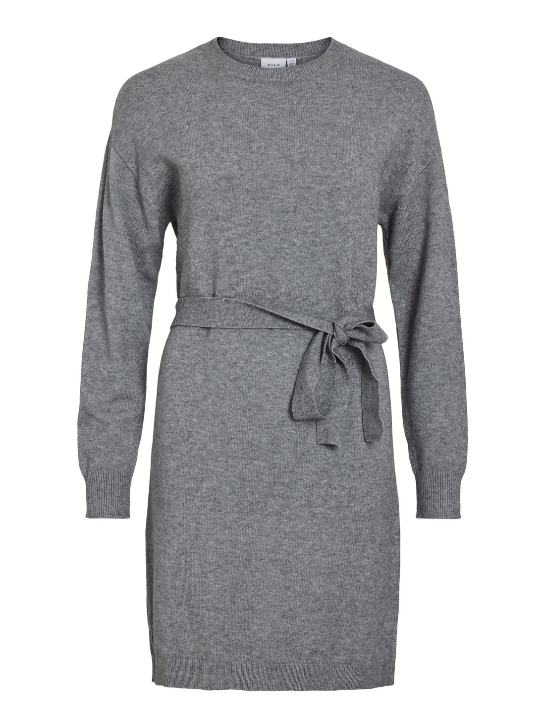 VIRIL O-NECK L/S BELT KNIT DRESS - NOOS Grå