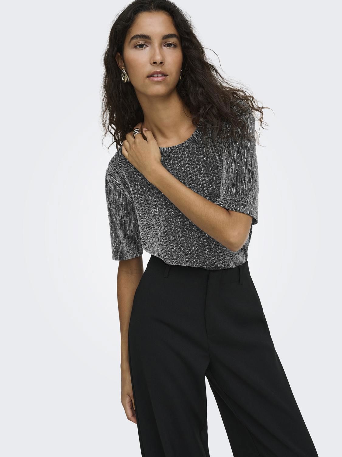 Jdykashmere S/s O Neck Top Jrs Grå