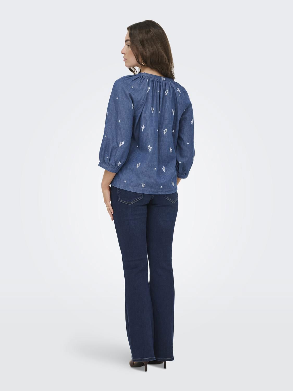 Jdykai 3/4 Shirt Wvn Dia Blå