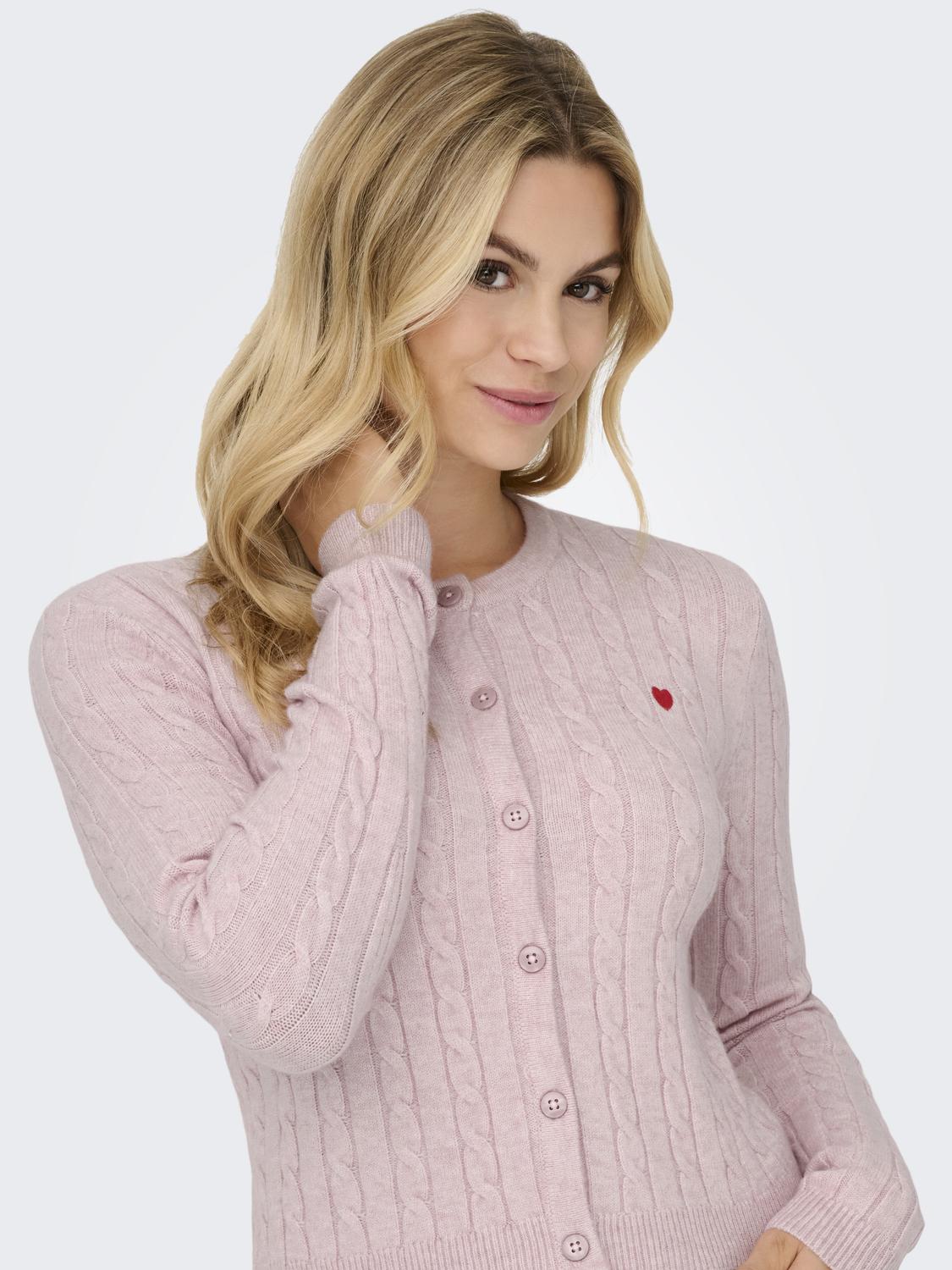 Onlkatia Ls Cable Button Cardigan Cc Knt Rosa