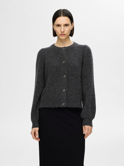 SLFLULU LS STRUCTURE KNIT CARDIGAN Volcanic Ash