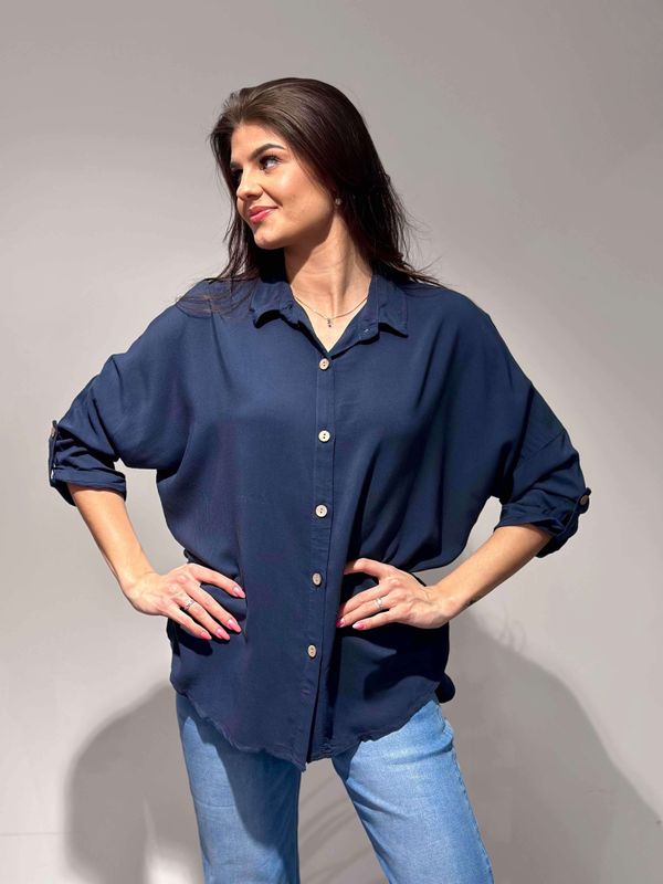 SKJORTEBLUSE VISKOSE ONESIZE Marine