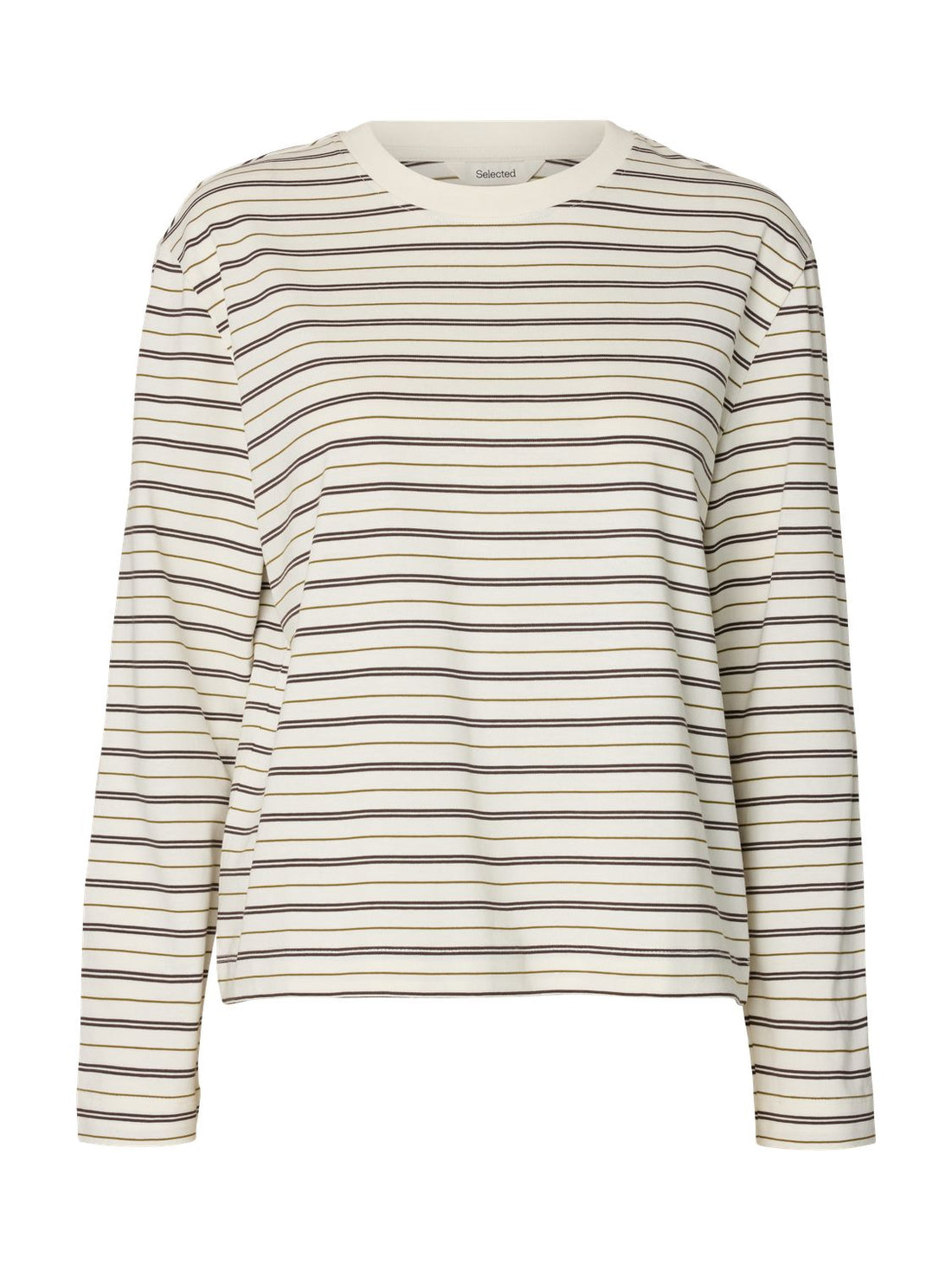 Slwessential Ls Striped Boxy Tee Noos Brun