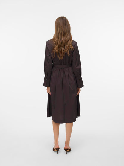 Vmfriba Ls Calf Dress Wvn Ga Mørkebrun
