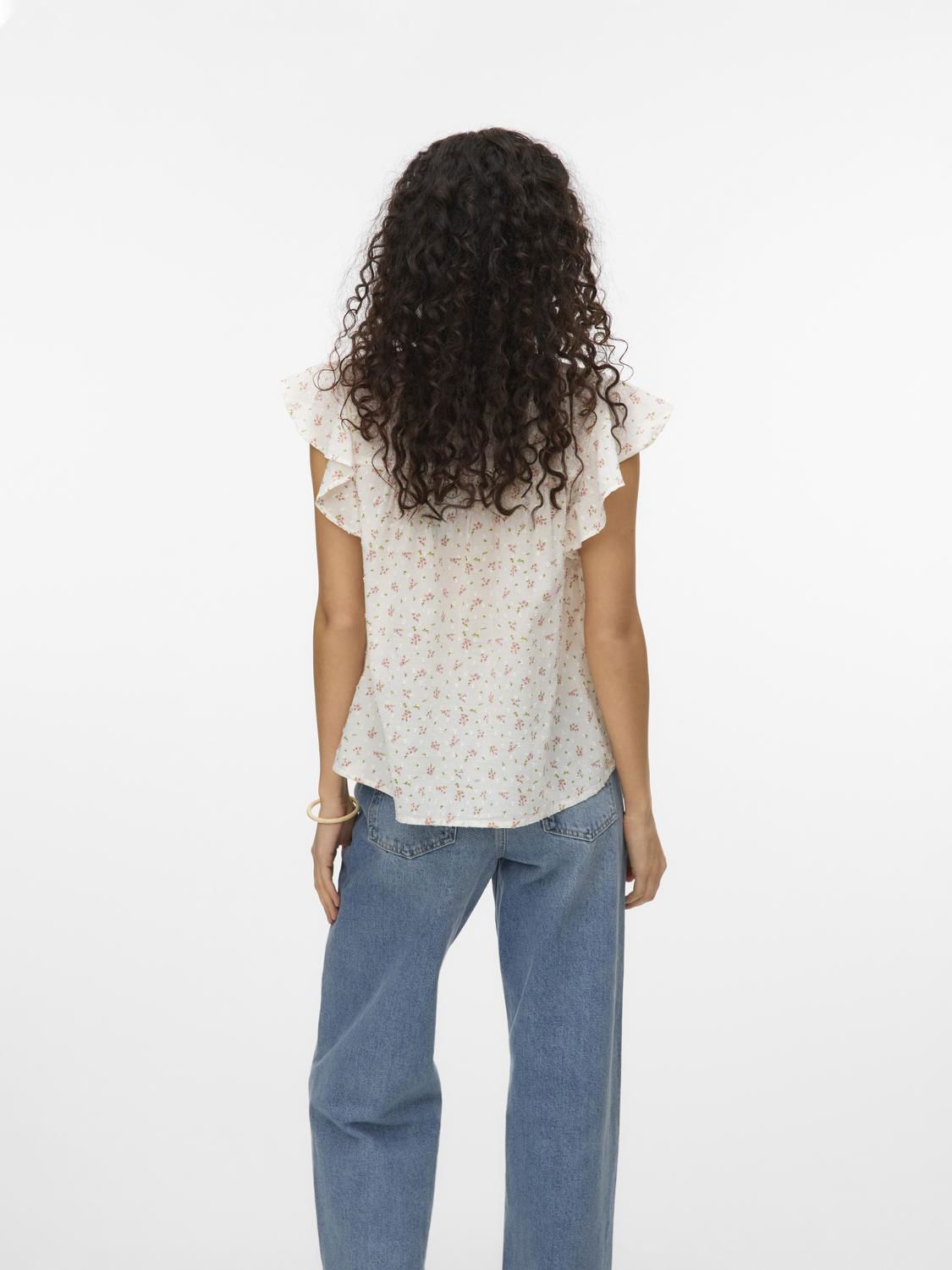 Vmtrine Sl Lace Top Wvn Noos Hvit