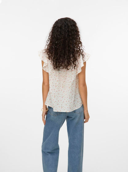 Vmtrine Sl Lace Top Wvn Noos Hvit