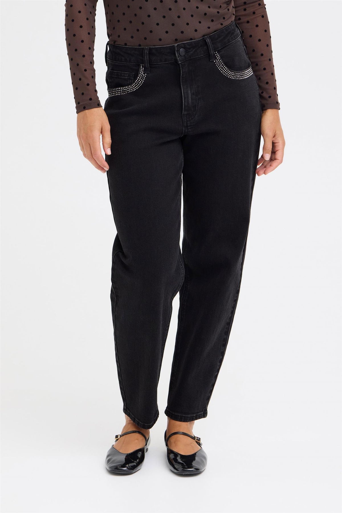 Pzfelizia Hw Jeans Tapered Leg Sort
