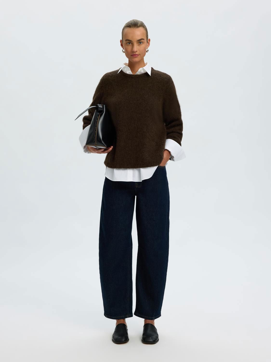 Slwlulu Brushed Ls Knit O-Neck Noos Brun