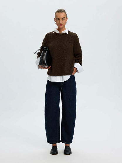 Slwlulu Brushed Ls Knit O-Neck Noos Brun