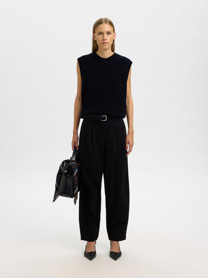 Slflulu Sl Button O-Neck Vest Noos Blå