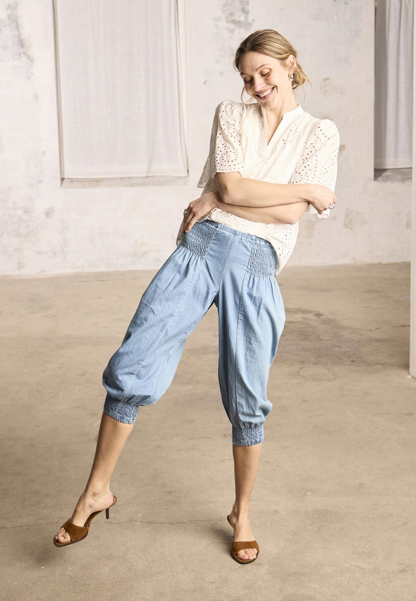 Pzjill Denim Capri Blå