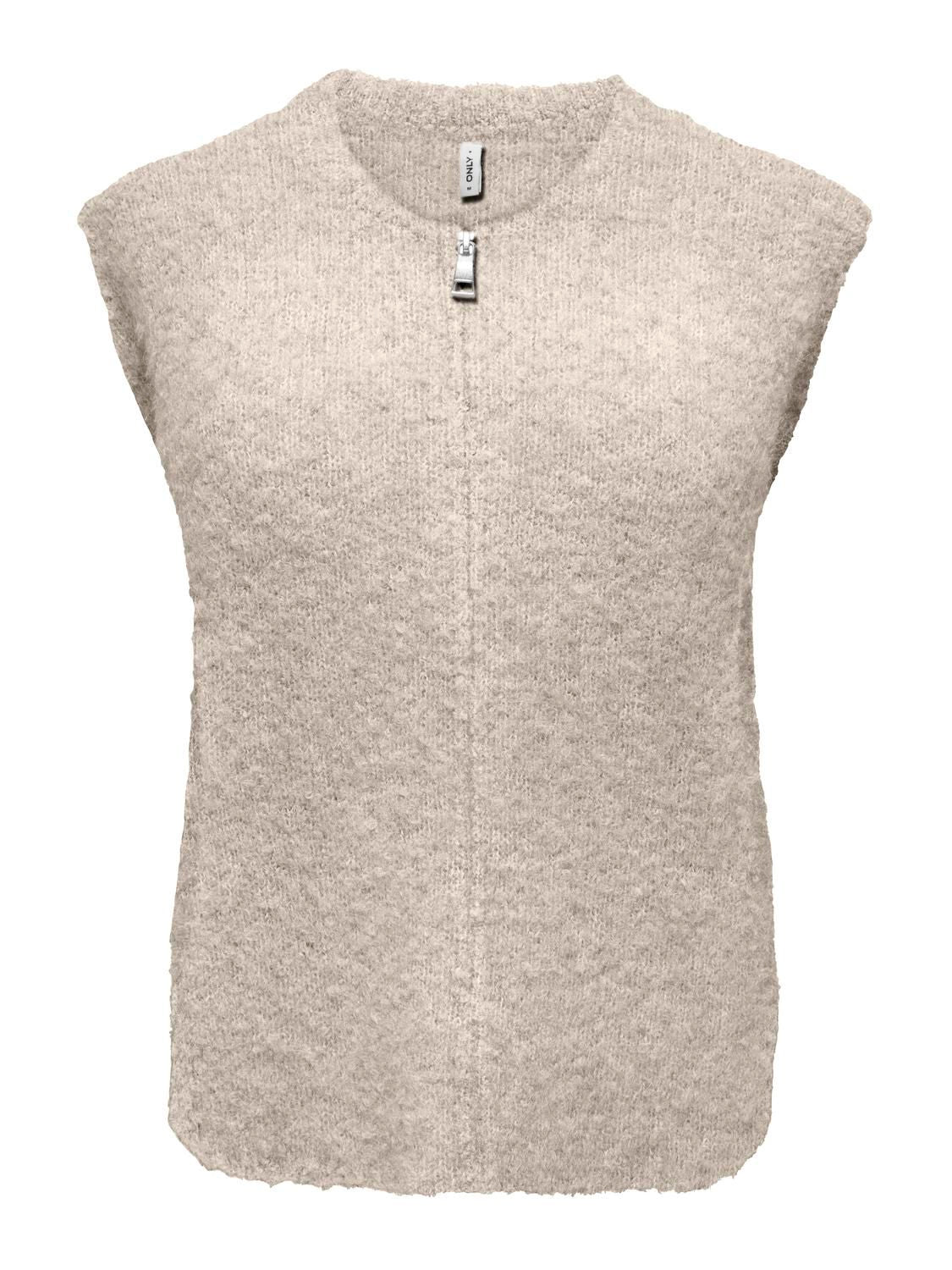 Onlbouble Sl O-Neck Zip Vest Knt Beige