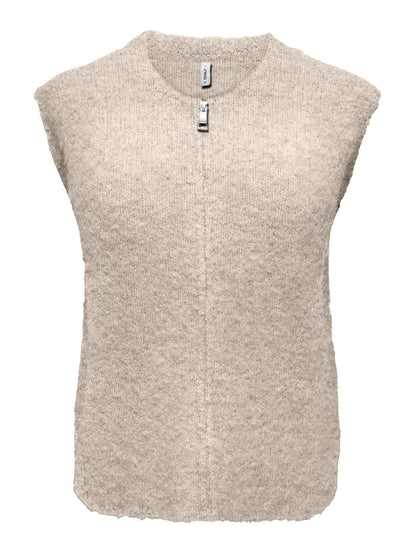 Onlbouble Sl O-Neck Zip Vest Knt Beige