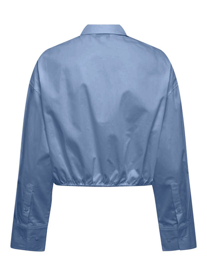 Onlhazel Ls Cropped Elastic Shirt Wvn Blå