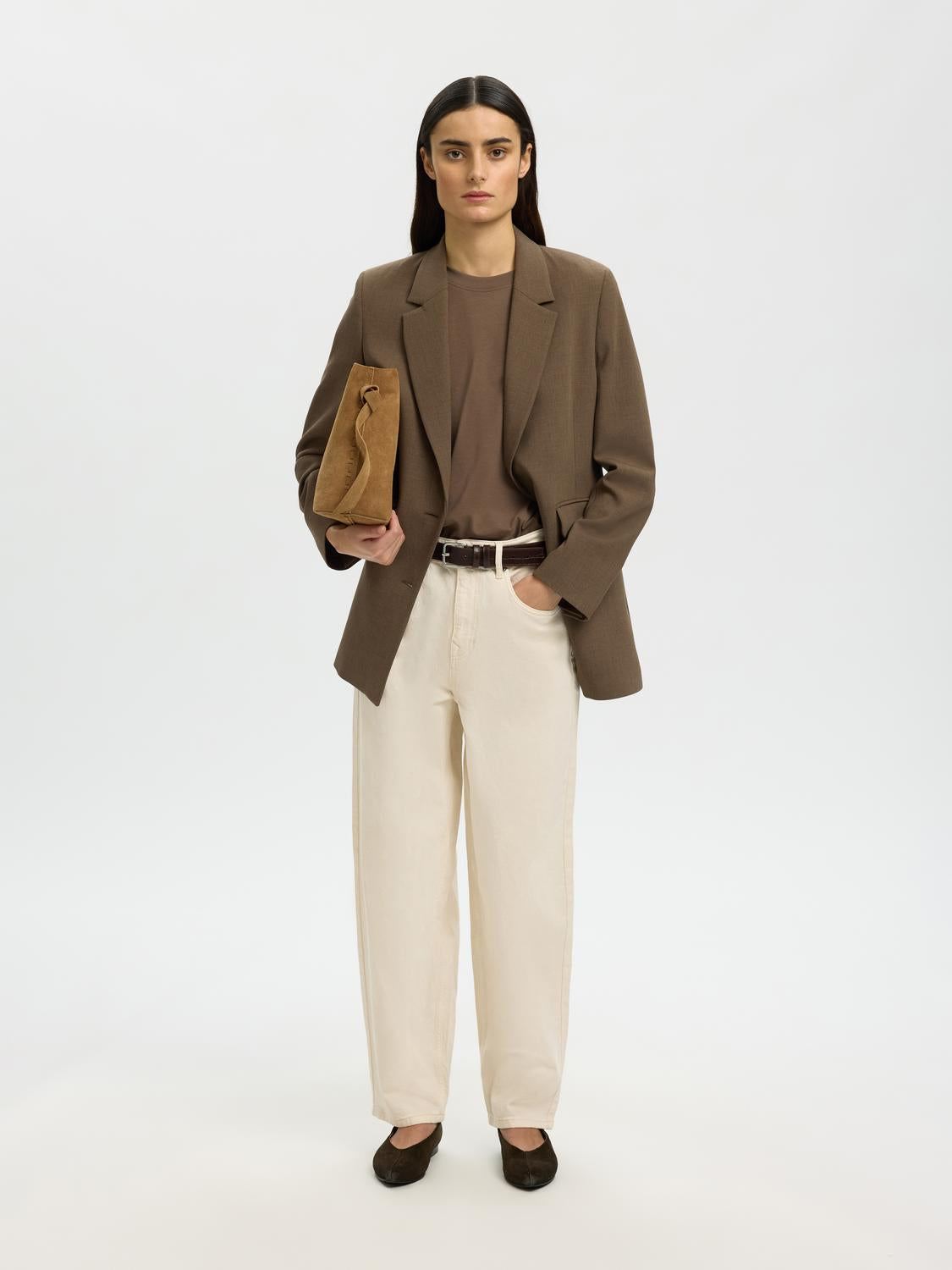 Slwessential Ss Boxy Tee Noos Beige