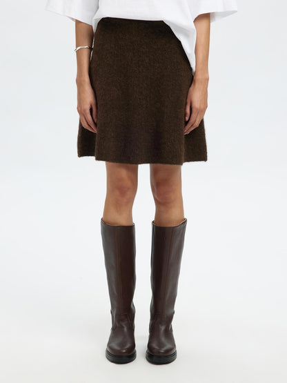 Slflulu Brushed Hw Knit Skirt Brun