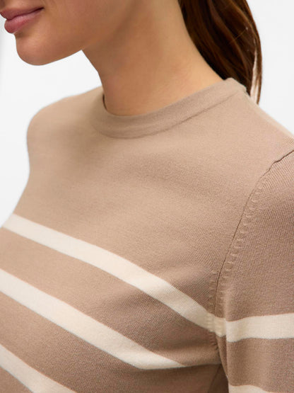 Vmsaba Plain Ls O-Neck Pullover Ga Noos Beige
