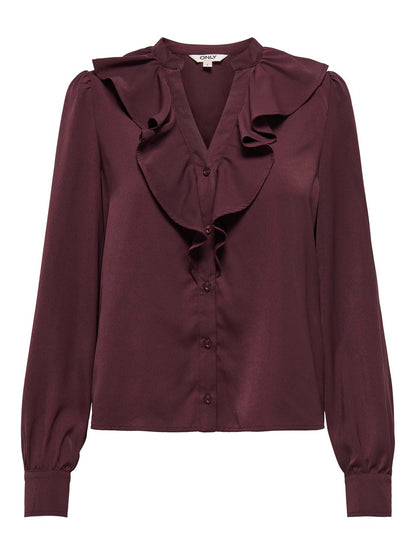 Onlthalia Life Ls V-Neck Frill Top Wvn Lilla