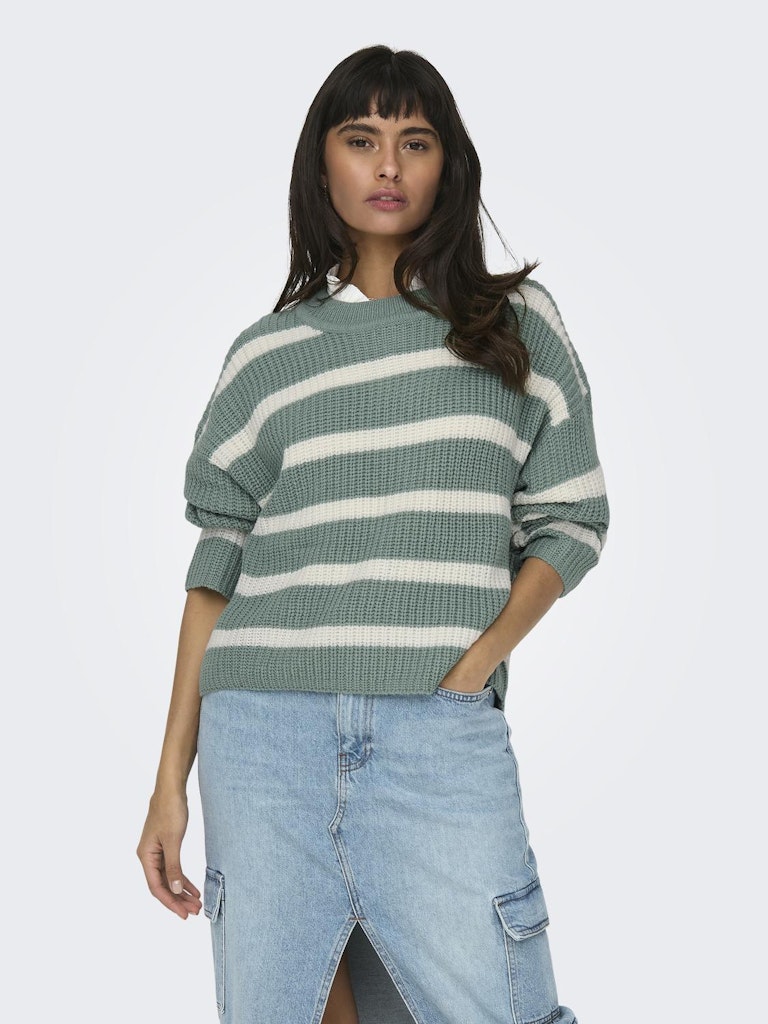 JDYJUSTY L/S STRIPE PULLOVER KNT NOOS Sea Spray