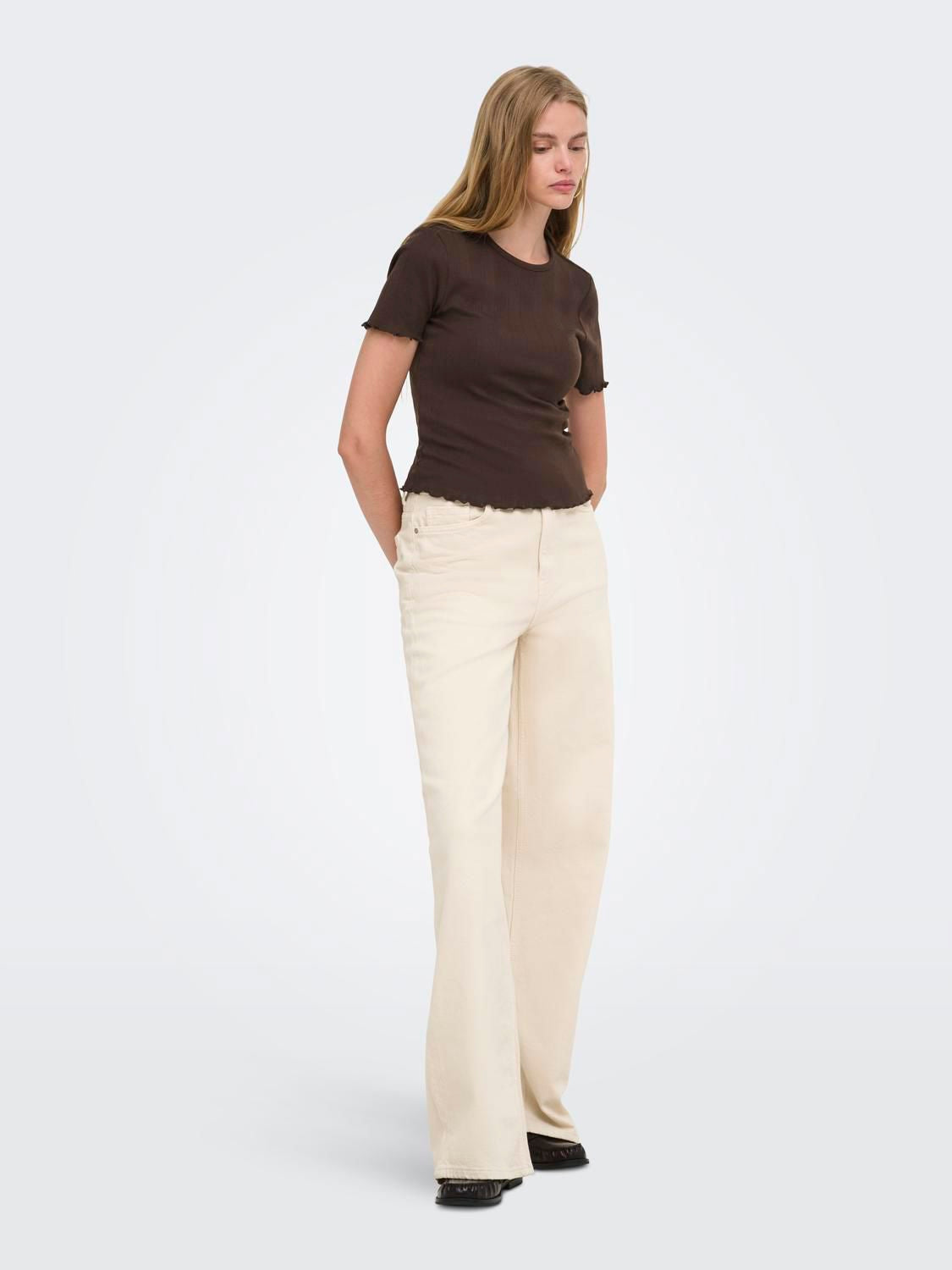 Onltenna O-Neck S/s Top Jrs Noos Brun