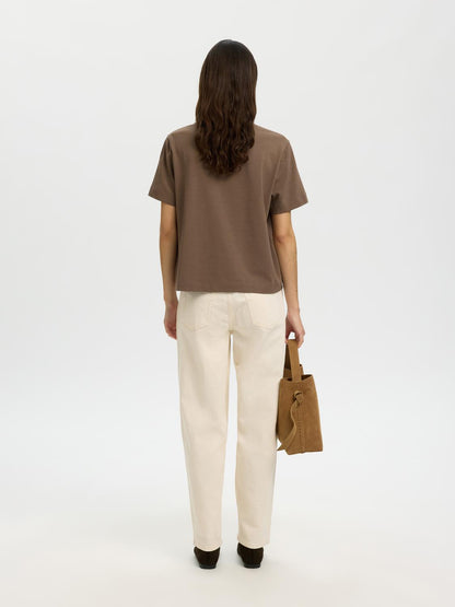 Slwessential Ss Boxy Tee Noos Beige