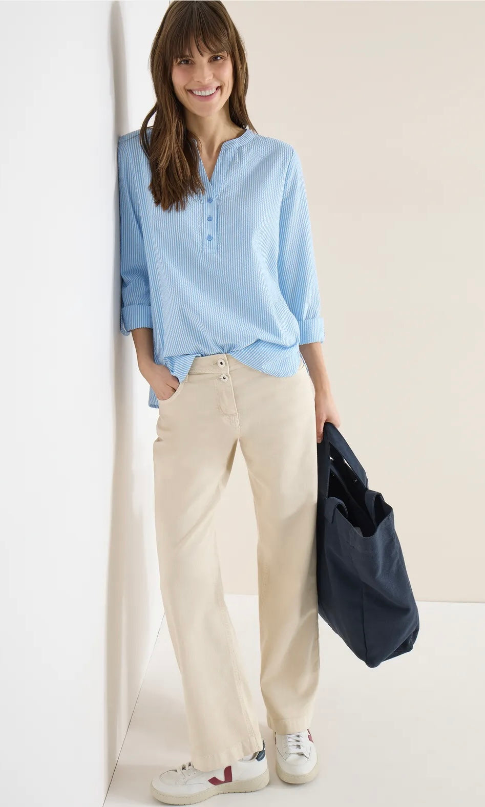 Seersucker stripe blouse Blå