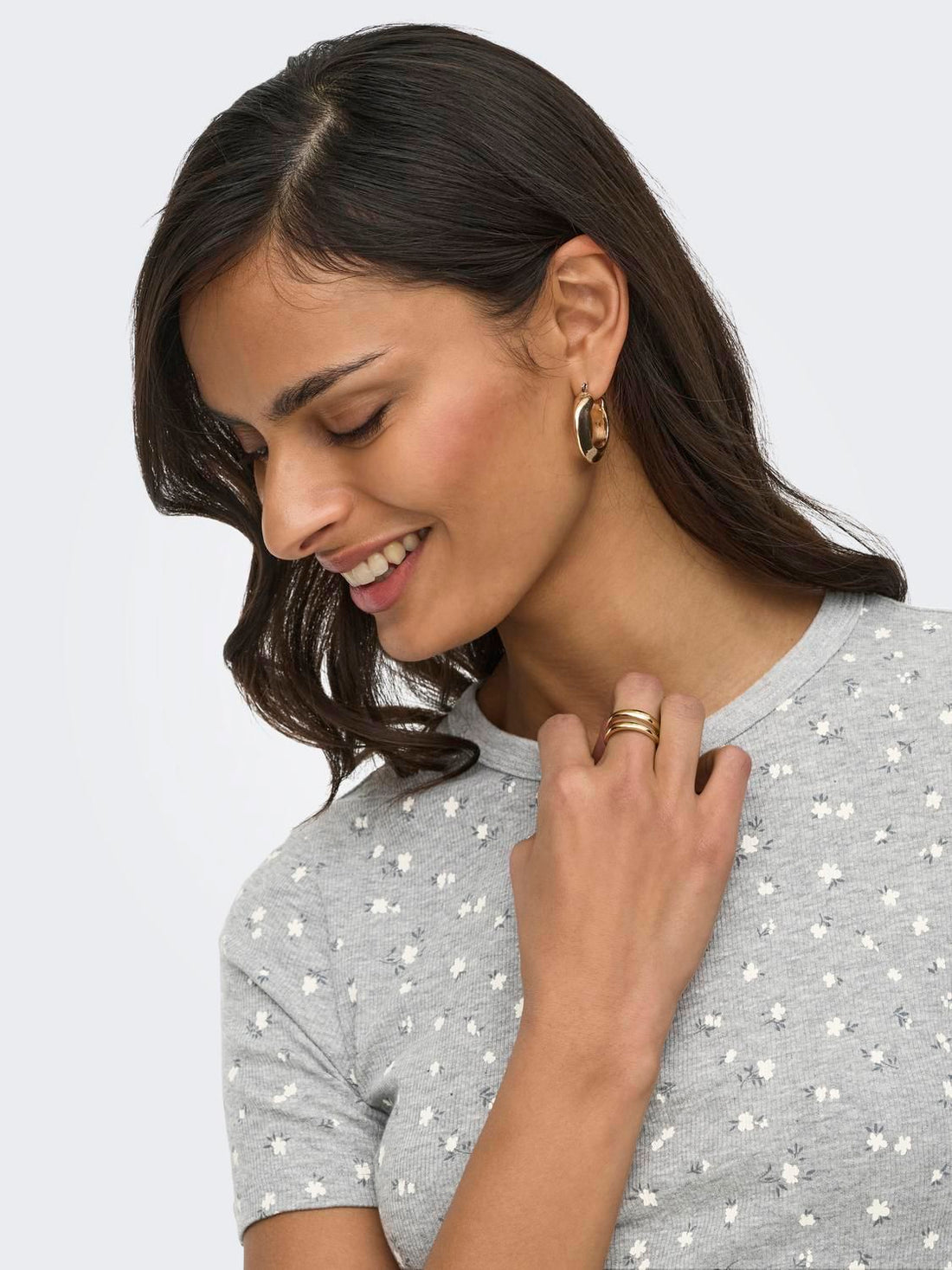 Jdylucky S/s O Neck Top Jrs Noos Grå