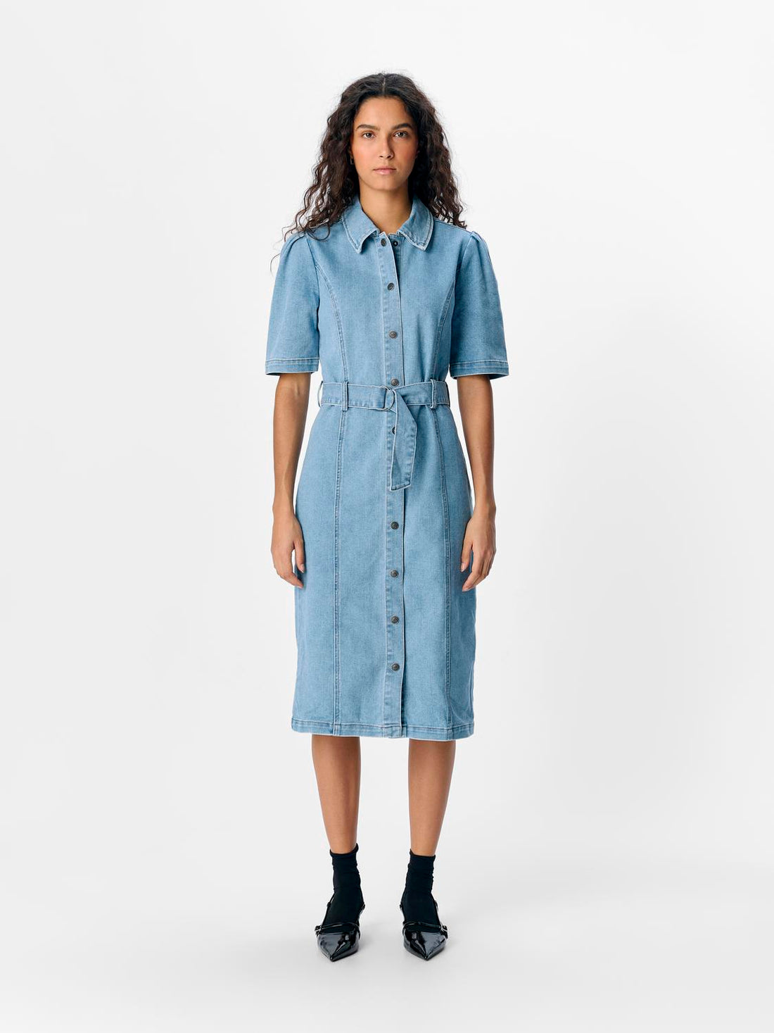 OBJCAROL DENIM DRESS REP Lyseblå