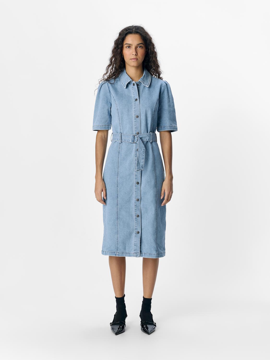 OBJCAROL DENIM DRESS REP Lyseblå