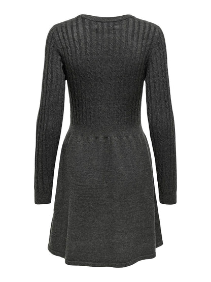 Onlfia Ls Cable Dress Knt Noos Grå